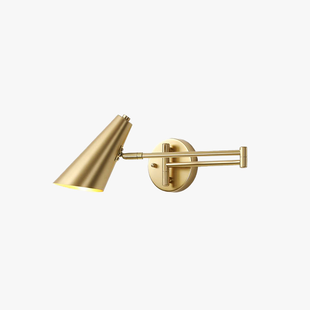 Freja Moderne Wandlamp Kegel Metaal Verstelbaar Zwart/Goud  Slaapkamer/Woonkamer