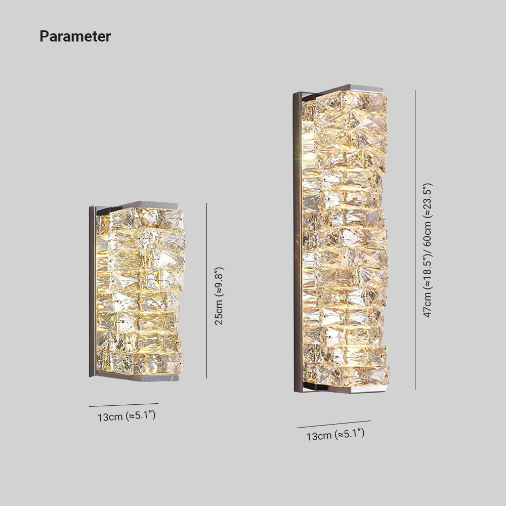 Kristy Moderne Kubusvormig LED Wandlamp Metaal/Crystal Goud/Chroom Woonkamer