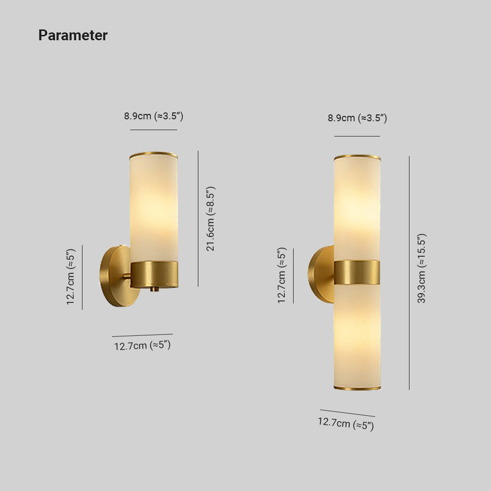 Leigh Moderne Cilinder LED Wandlamp Metaal/Glas Koper Slaap/Woon/Badkamer