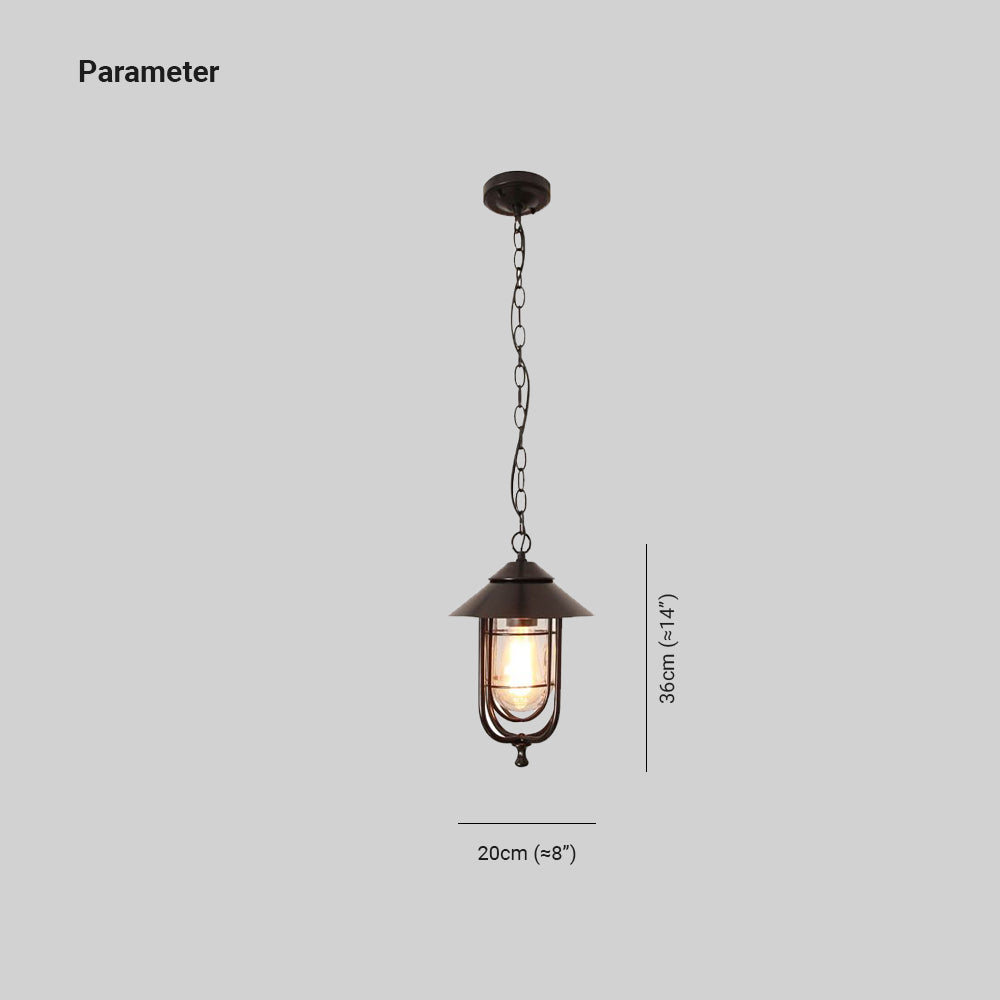 Valerio Retro Lantern Metal Pendant Light, Black/Bronze