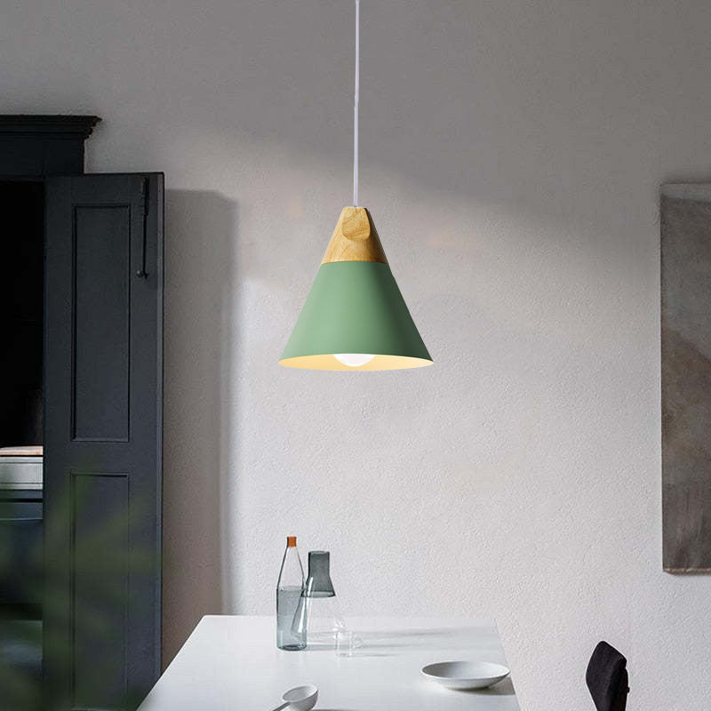 Morandi Moderne LED Hanglampen Geel Grijs Groen Metaal Hout Woonkamer