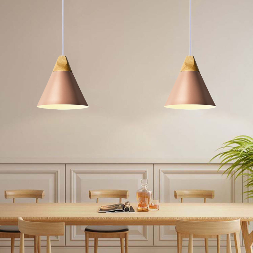 Morandi Moderne LED Hanglampen Geel Grijs Groen Metaal Hout Woonkamer
