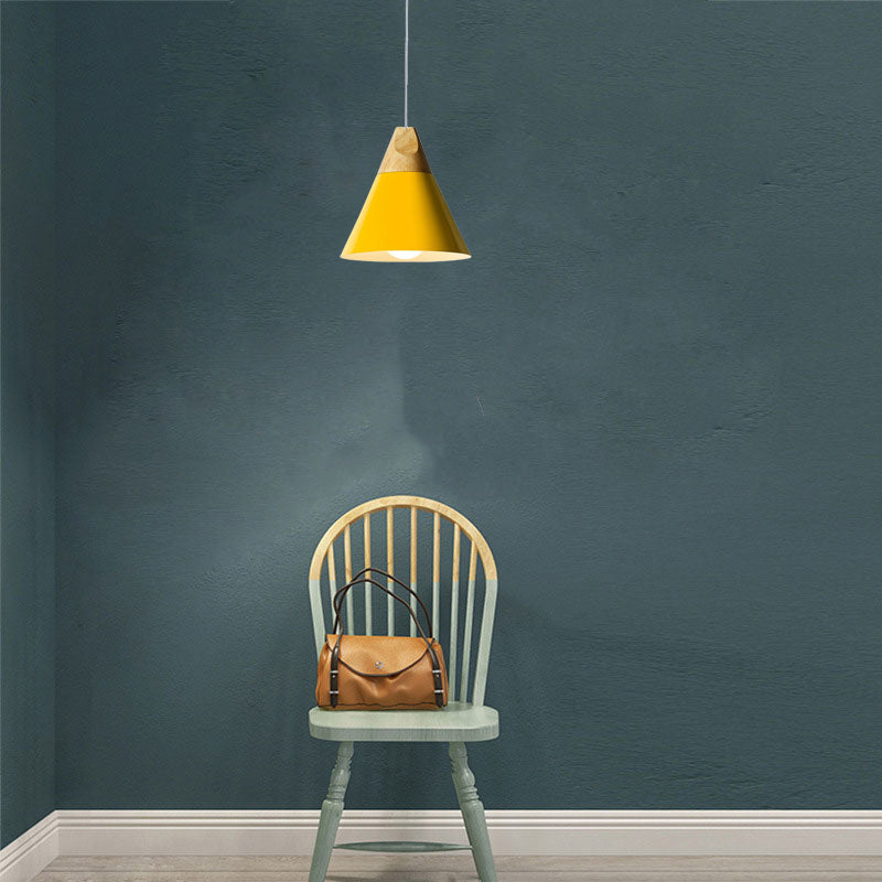Morandi Moderne LED Hanglampen Geel Grijs Groen Metaal Hout Woonkamer