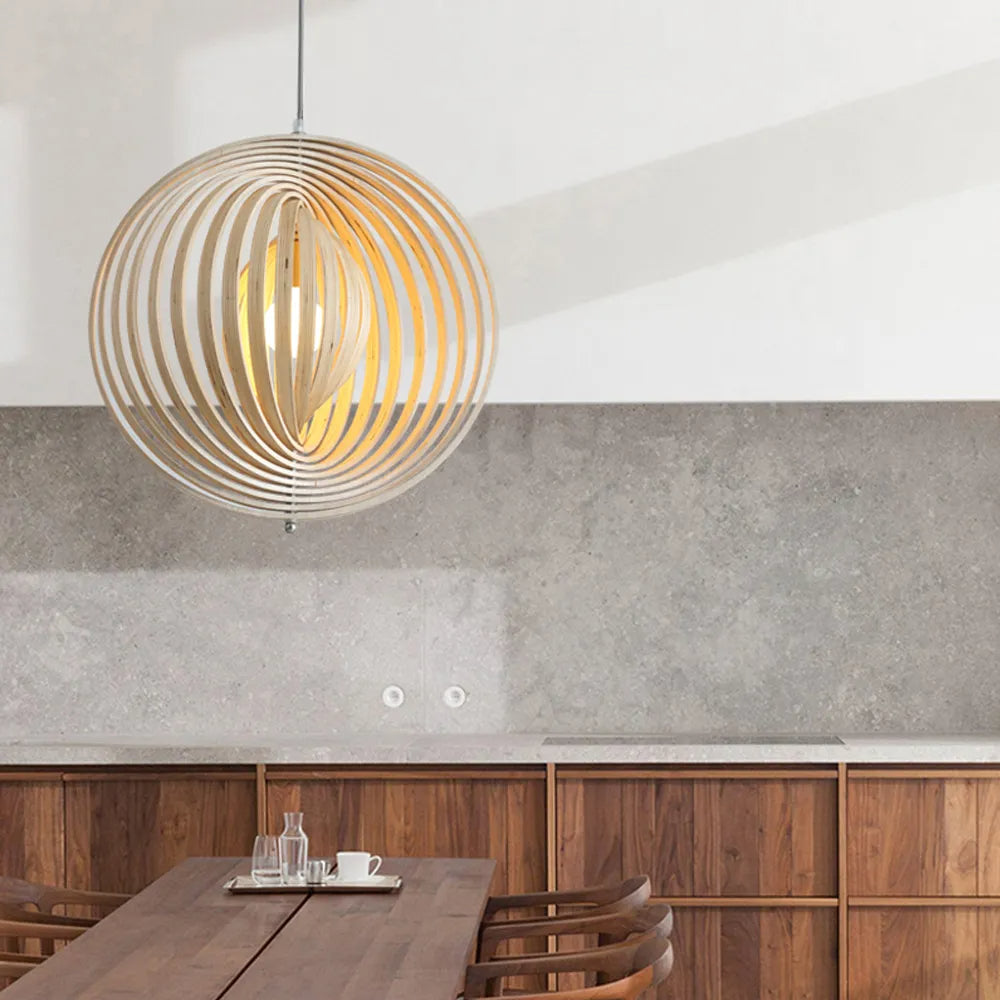 Muto Japanse LED Hanglampen Zwart/Goud Hout Slaapkamer/Bar