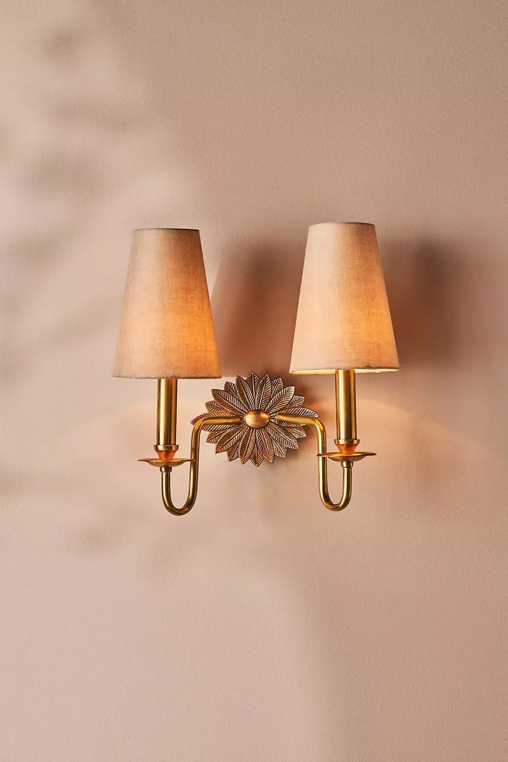 Valerio Vintage Klassiek Messing Stof Wandlamp Lampenkap Slaapkamer Woonkamer