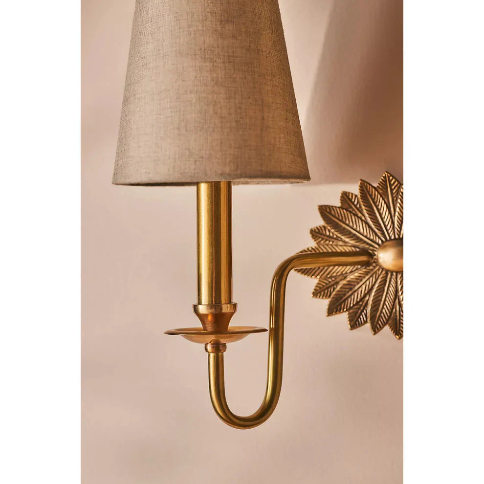 Valerio Vintage Klassiek Messing Stof Wandlamp Lampenkap Slaapkamer Woonkamer