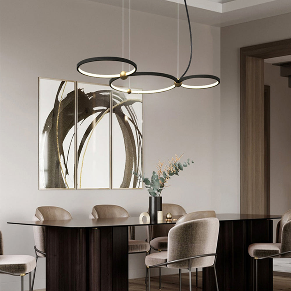 Alonza Minimalist Ring Metal Pendant Light, Black