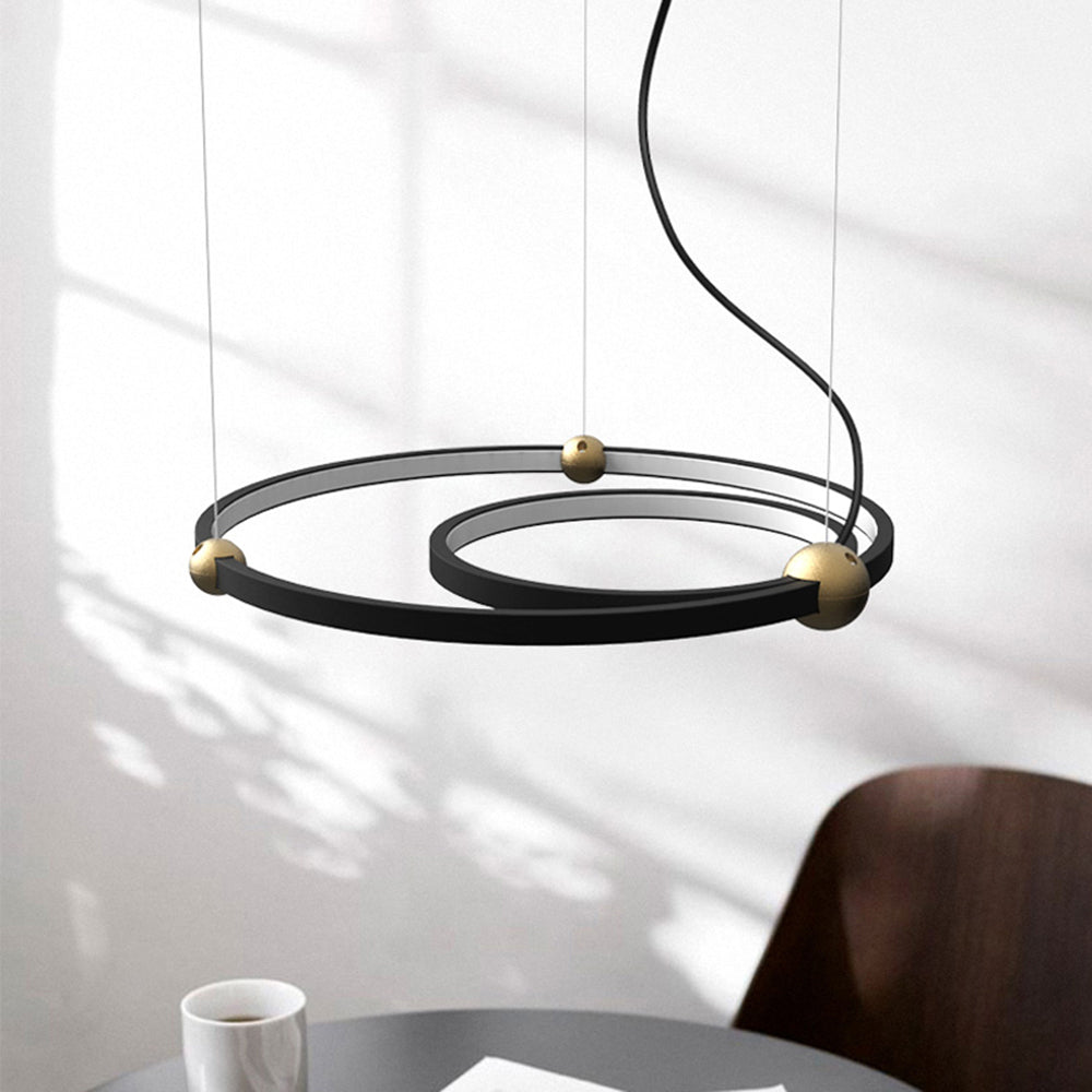 Alonza Minimalist Ring Metal Pendant Light, Black