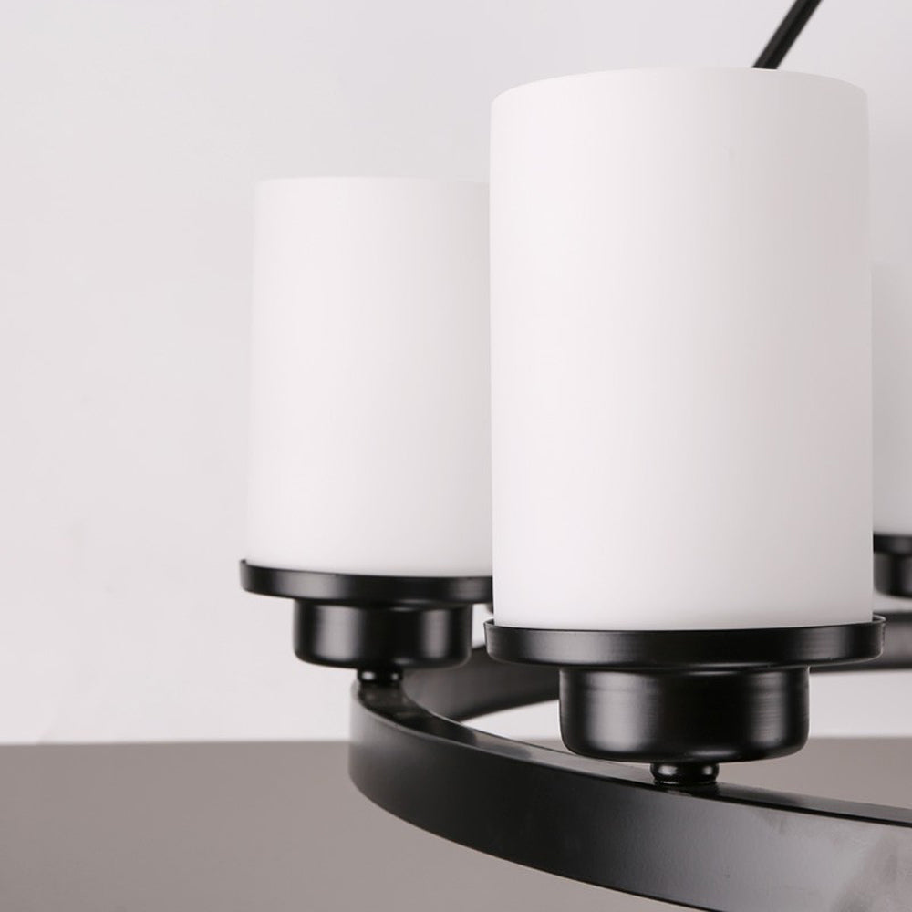Valerio Retro Kroonluchter Van Zwart Metaal/Glas Voor De Woonkamer