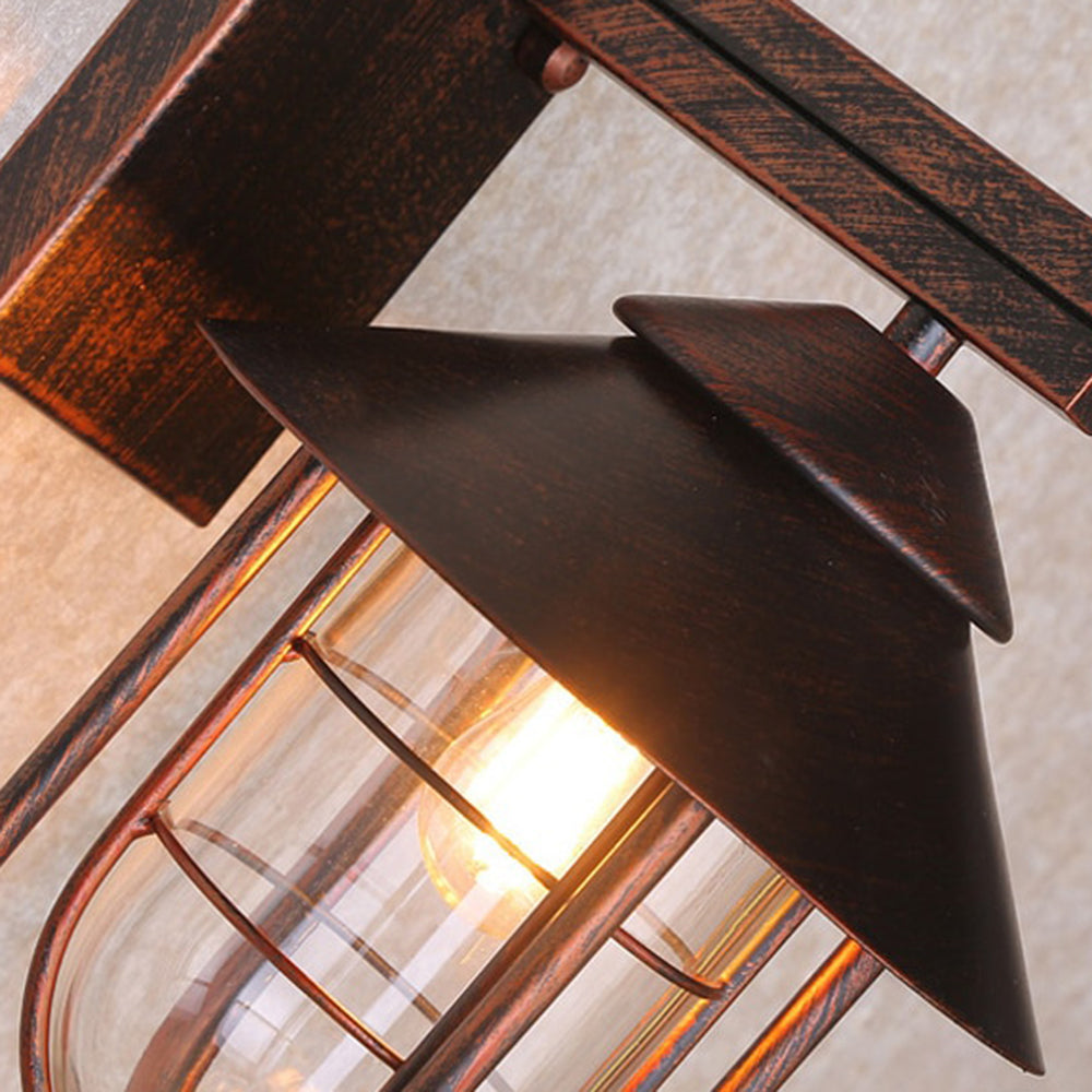 Valerio Vintage Lantern Shaped Metal Outdoor Wall Lamp, Black
