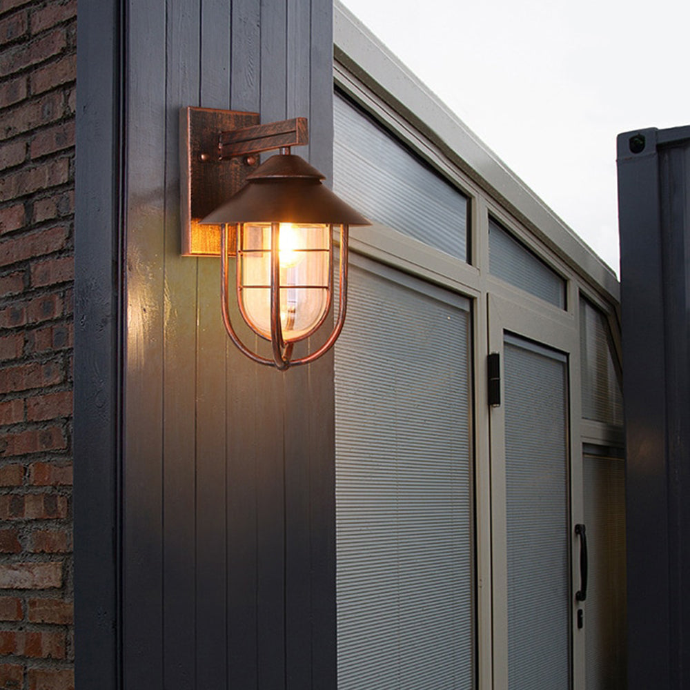 Valerio Vintage Lantern Shaped Metal Outdoor Wall Lamp, Black