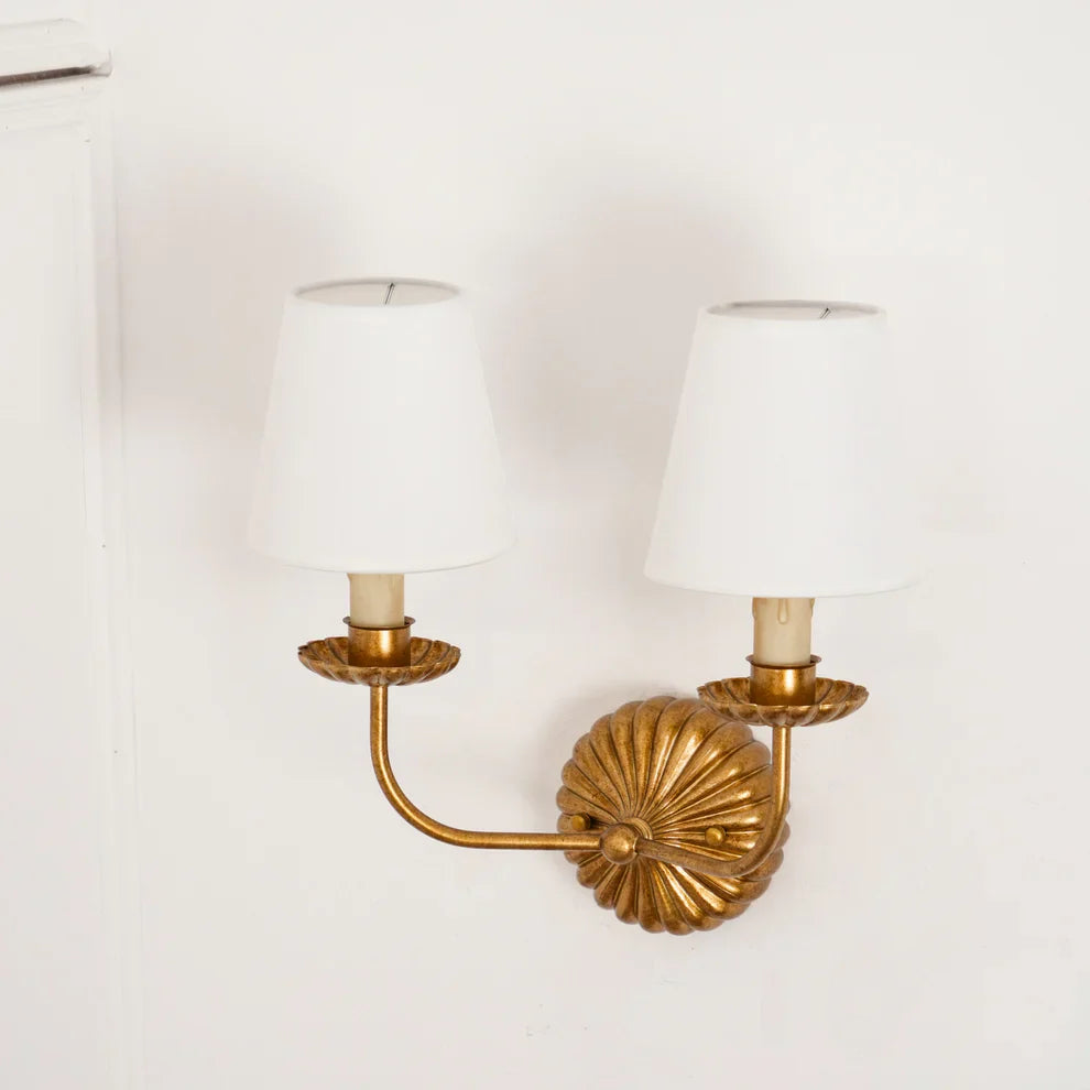 Valerio Vintage Antiek Metaal Stof Wandlamp Lampenkap Hal Woonkamer Slaapkamer