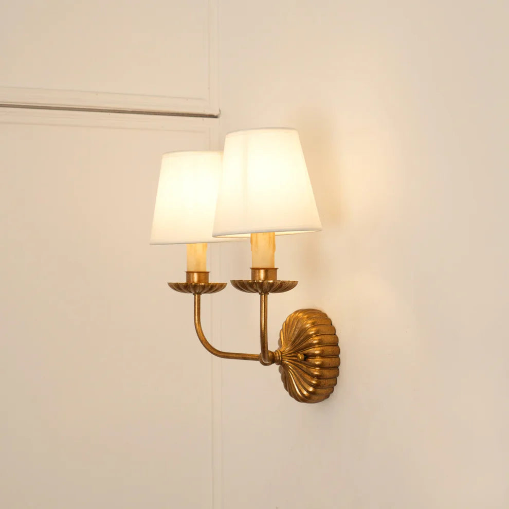 Valerio Vintage Antiek Metaal Stof Wandlamp Lampenkap Hal Woonkamer Slaapkamer