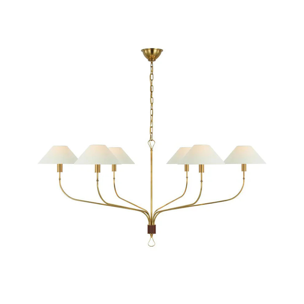 Valerio Vintage Luxe Messing Stof Kroonluchter Lampenkap Woonkamer Eetkamer