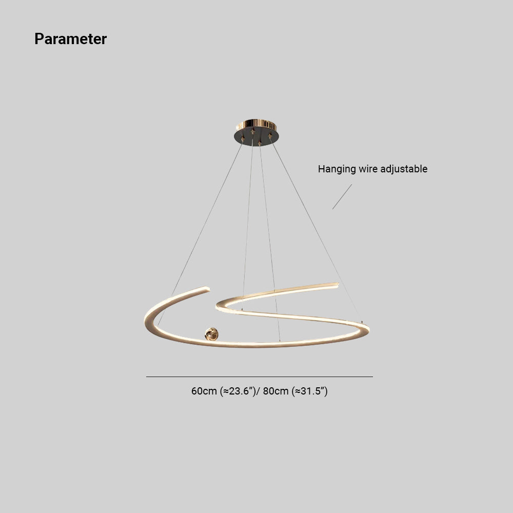 Louise Minimalistisch Golflijn LED Hanglamp Metaal/Acryl Goud Slaap/Woon/Eetkamer