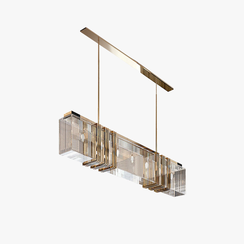 Kajetan Design Rechthoekig LED Hanglamp Goud/Transparant Metaal/Acryl Woonkamer/Slaapkamer