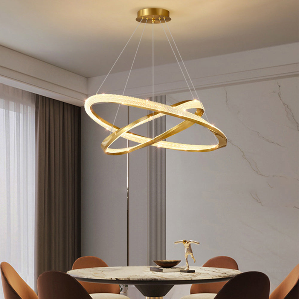 Alonza Minimalist  Ring Spiral Shape Metal Pendant Light,Gold