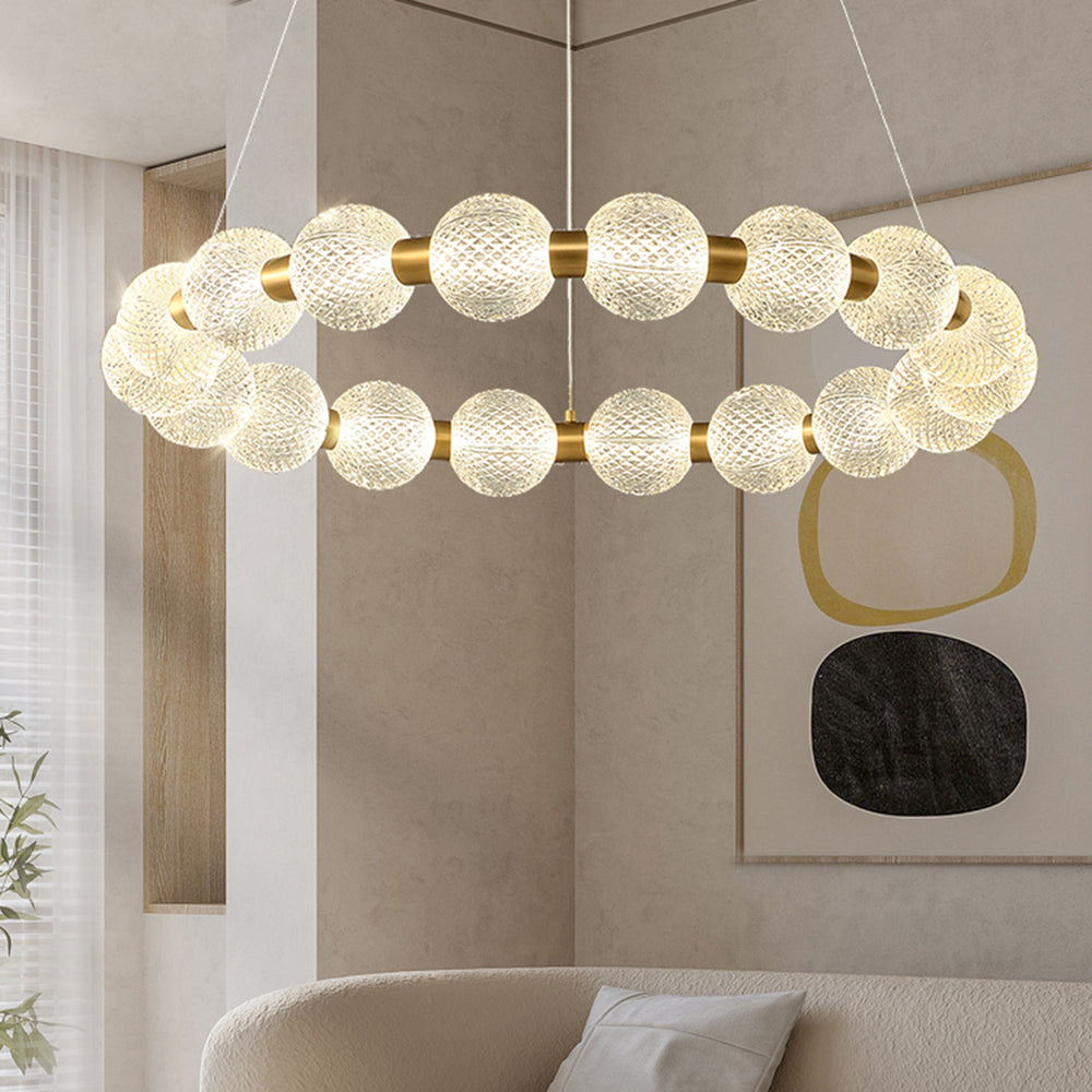 Hailie Design Ronde LED Hanglamp Metaal/Acryl Goud/Transparant Woon/Eetkamer