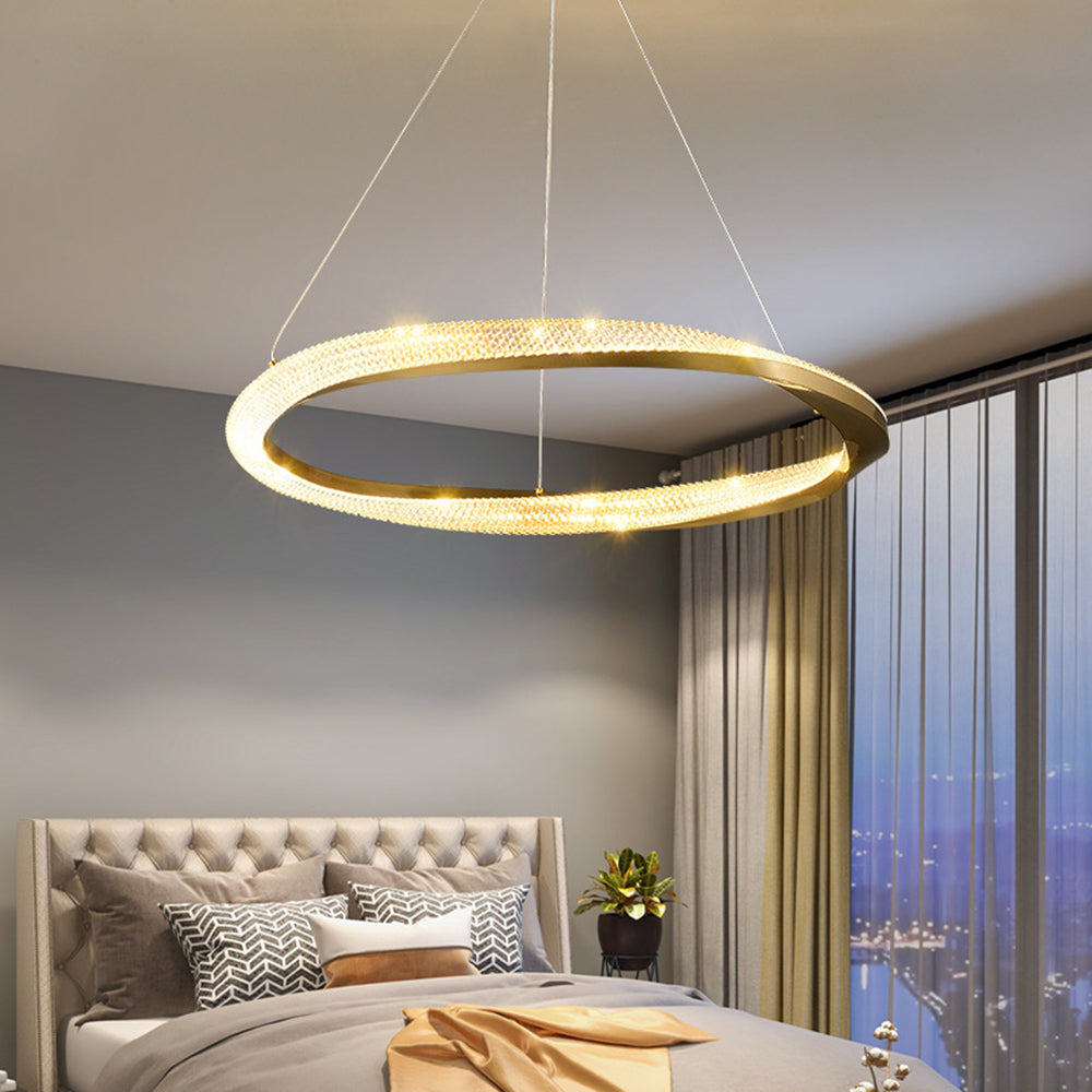 Alonza Minimalist  Ring Spiral Shape Metal Pendant Light,Gold