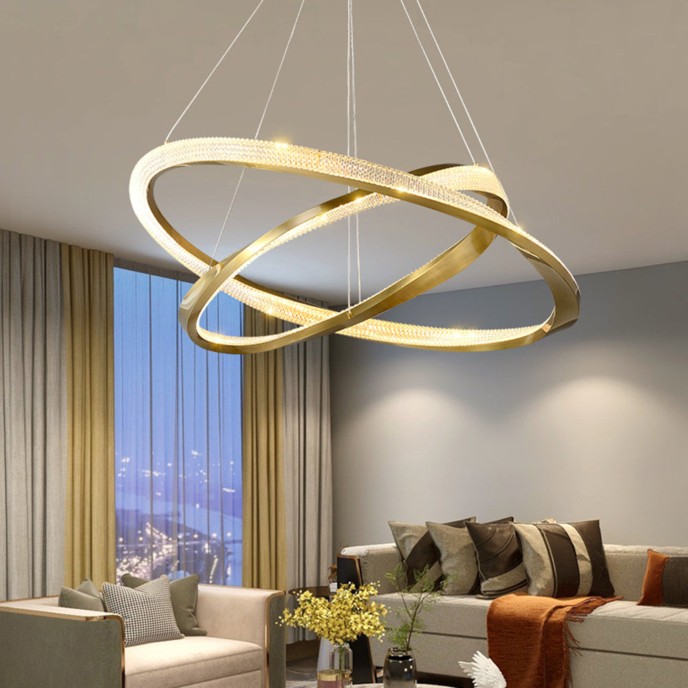 Alonza Minimalist  Ring Spiral Shape Metal Pendant Light,Gold