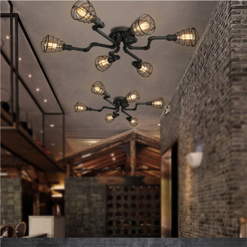 Cedric Industriele LED Plafondlamp Zwart/Messing Metaal Woon/Slaapkamer