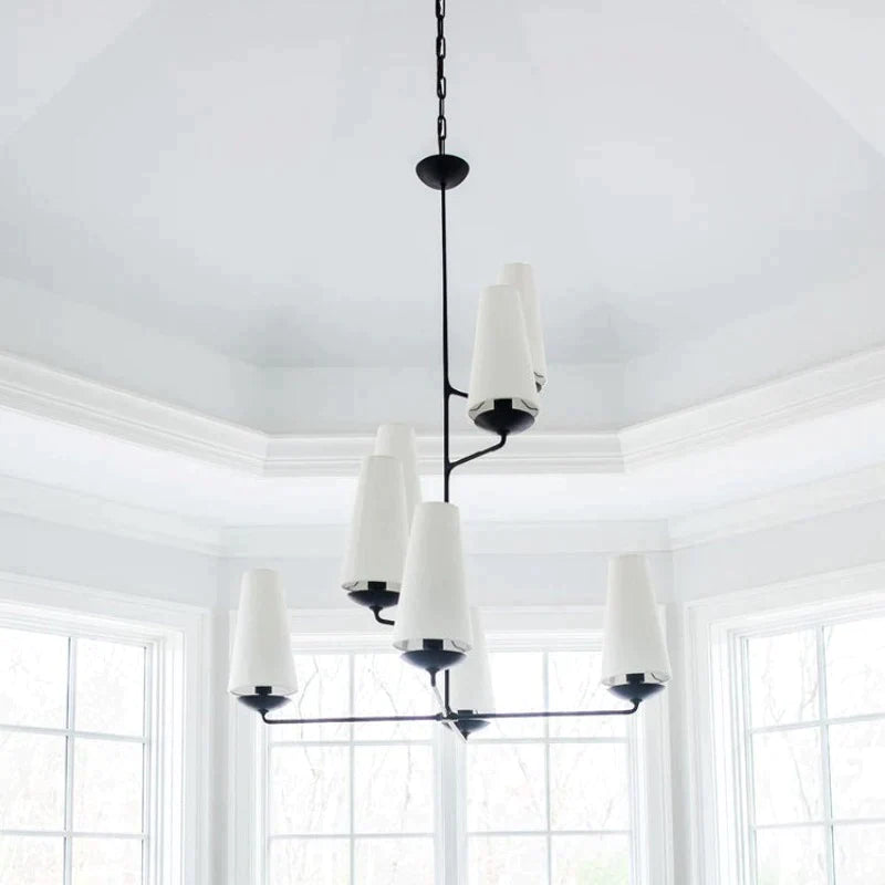 Hugo Design LED Kroonluchter Wit Zwart Metaal Slaap/Woon/Keuken