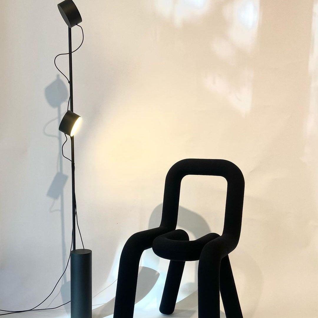 Elio Design Cilindrisch/Lineair Modern Vloerlamp, Metaal, Zwart, Slaapkamer