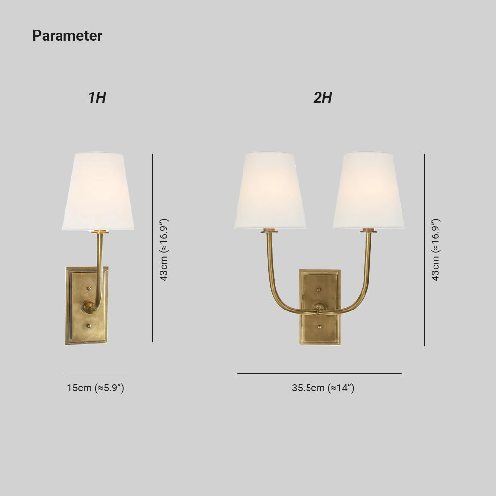 Valerio Vintage Klassiek Metaal Stof Wandlamp Lampenkap Slaapkamer Badkamer Hal