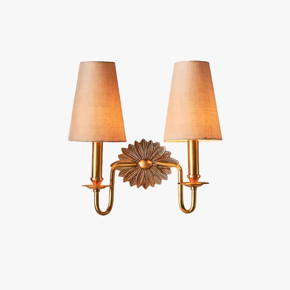 Valerio Vintage Klassiek Messing Stof Wandlamp Lampenkap Slaapkamer Woonkamer