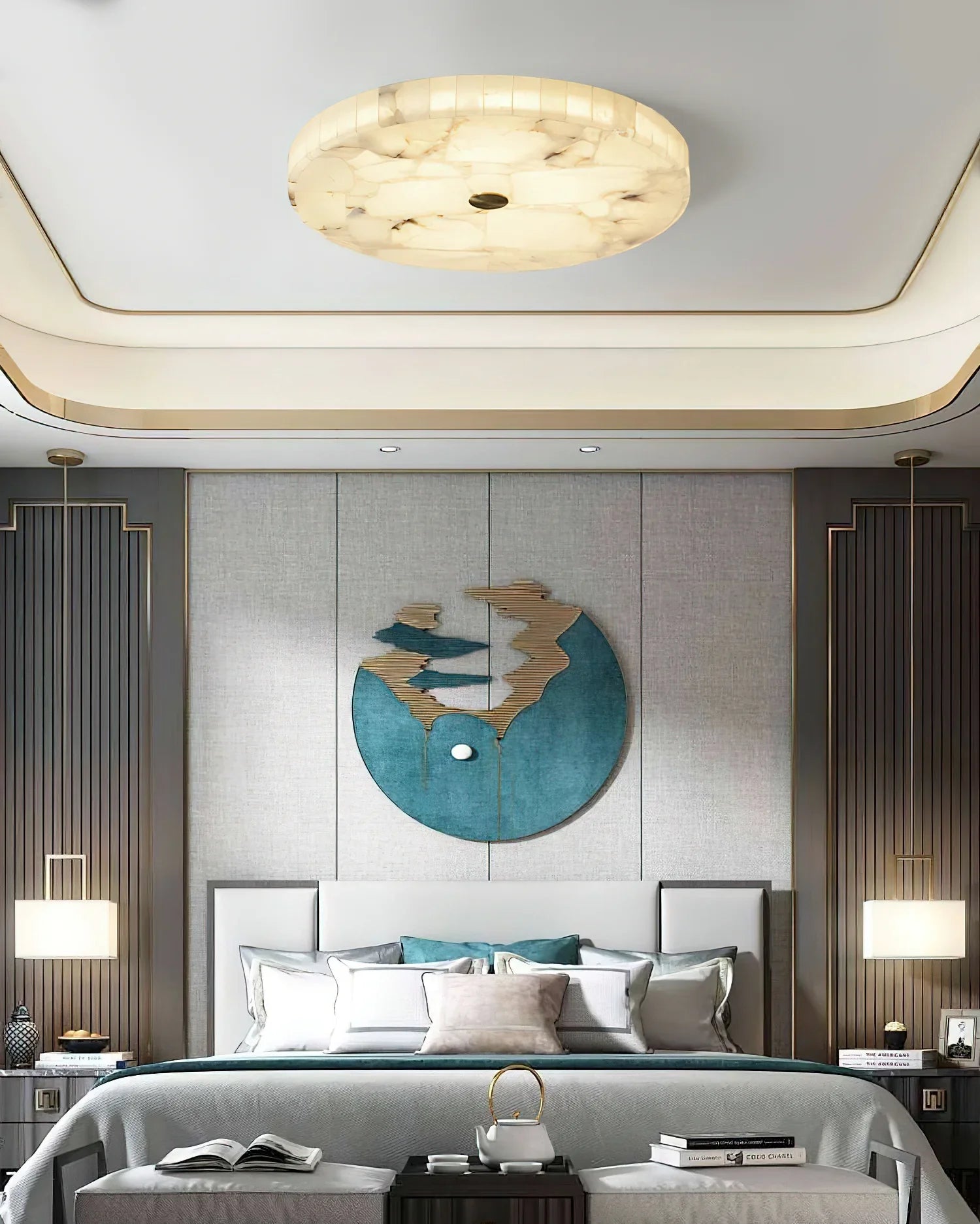 Byers Modern Minimalisme LED Ronde Metaal Hars Plafondlamp Slaapkamer Eetkamer