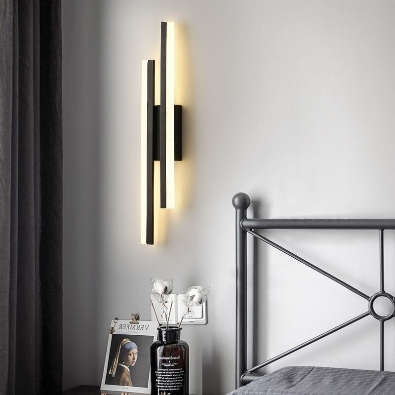 Silas Minimalistische Industriele LED Wandlamp Zwart/Wit Woon/Slaapkamer Acryl/Metaal