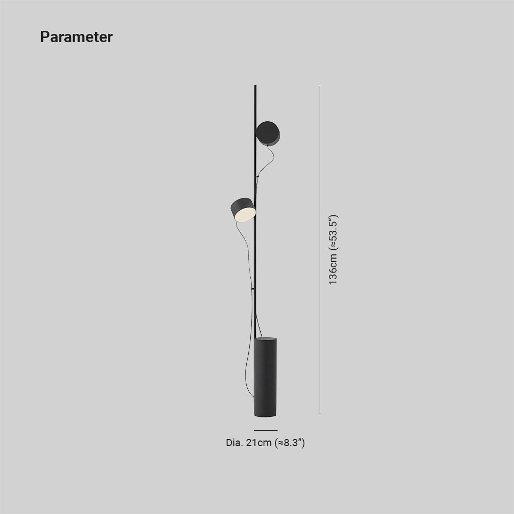 Elio Design Cilindrisch/Lineair Modern Vloerlamp, Metaal, Zwart, Slaapkamer