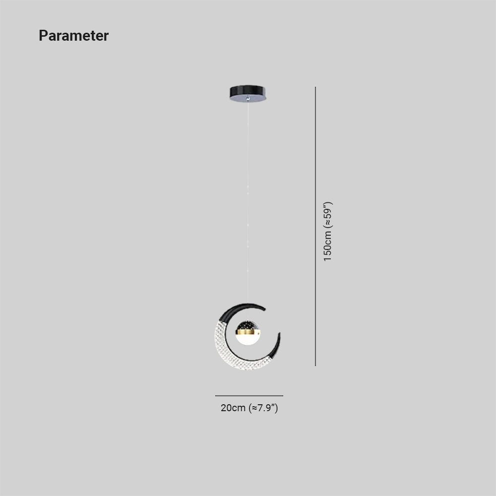 Madina Moderne Maanvorm LED Hanglampen Zwart/Goud Metaal Slaapkamer