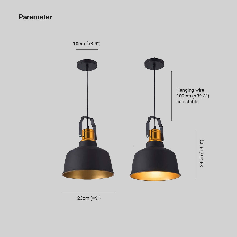 Alaric Industriele LED Hanglamp Zwart Goud Metaal Eetkamer Slaapkamer