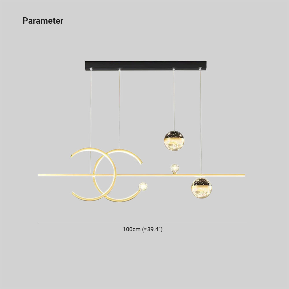 Madina Design LED Hanglamp Metaal/Kristal Zwart/Goud Slaapkamer/Woonkamer/Eetkamer