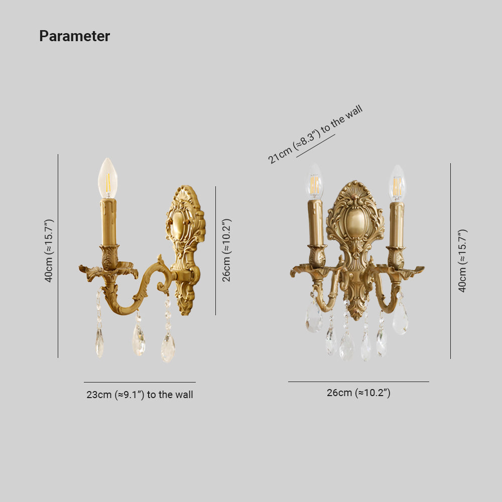 Valerio Vintage luxe LED Binnen Wandlampen Metaal Crystal Woonkamer Hal