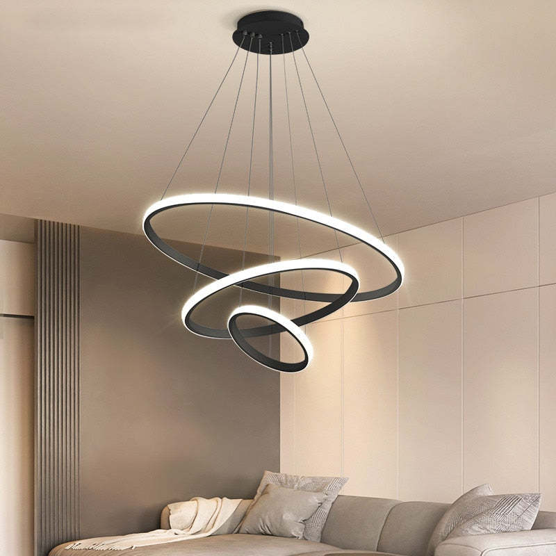 Alonza Moderne LED Hanglampen Wit Buitenste Verlicht 2/3/4 Ringen