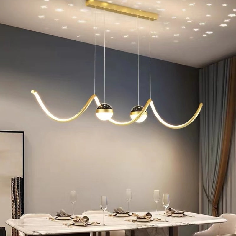 Madina Design Golvende Vorm LED Hanglampen Zwart/Wit/Goud Metaal/Acryl Kantoor