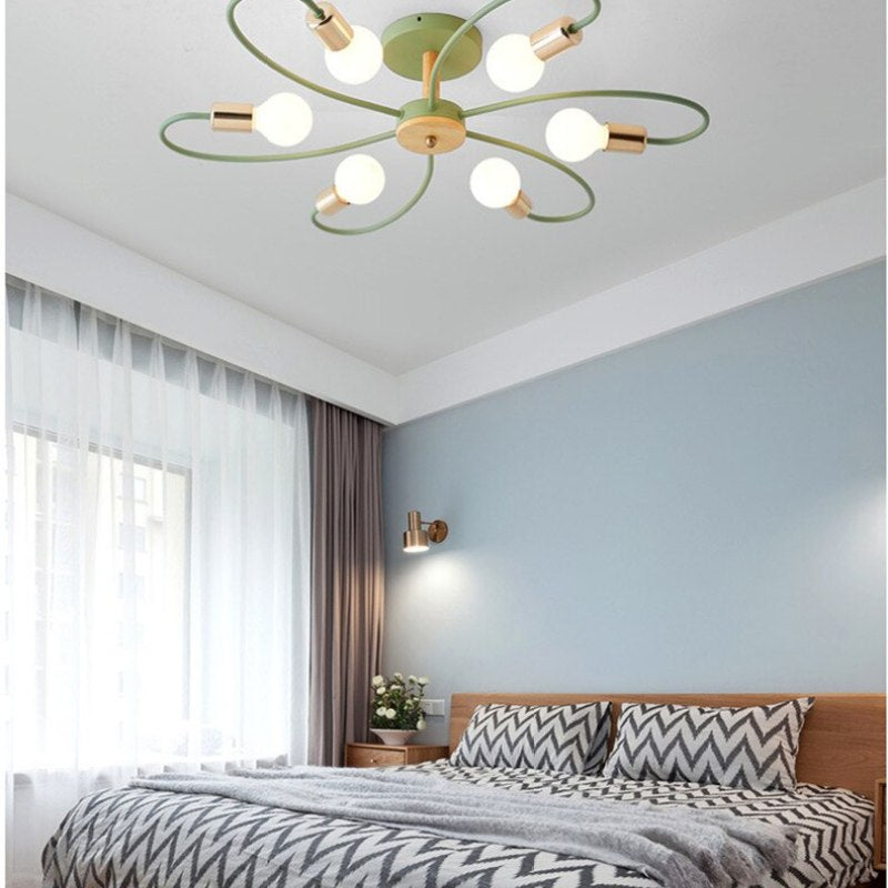 Lacey Nordic Plafondlampen Glas Grijs Wit Metaal Slaapkamer Woonkamer