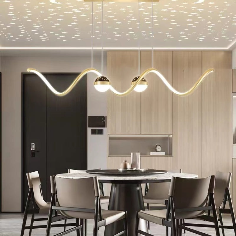 Madina Design Golvende Vorm LED Hanglampen Zwart/Wit/Goud Metaal/Acryl Kantoor