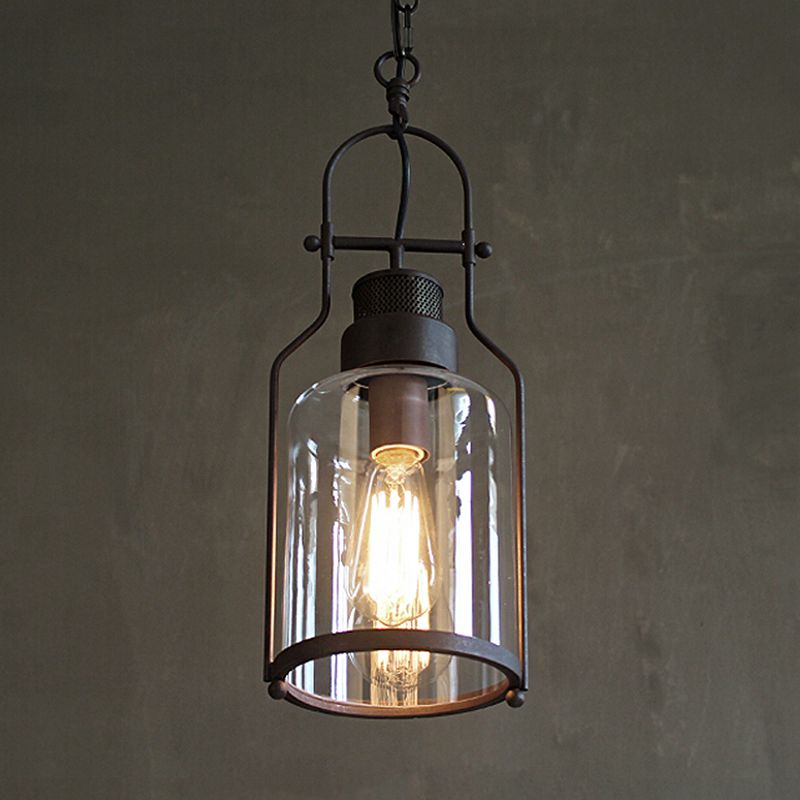 Brio Industrieel LED Hanglamp Zwart/Roest Metaal/Glas Binnen