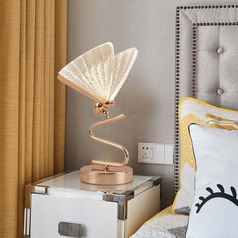 Kady Design Vlinder LED Vloerlamp/Tafellamp Metaal/Acryl Goud/Transparant Woonkamer/Slaapkamer