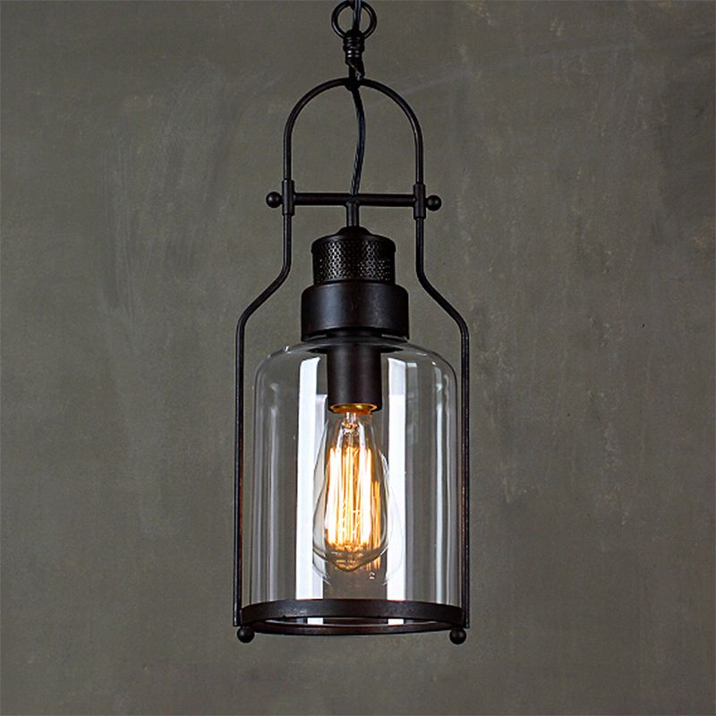 Brio Industrieel LED Hanglamp Zwart/Roest Metaal/Glas Binnen