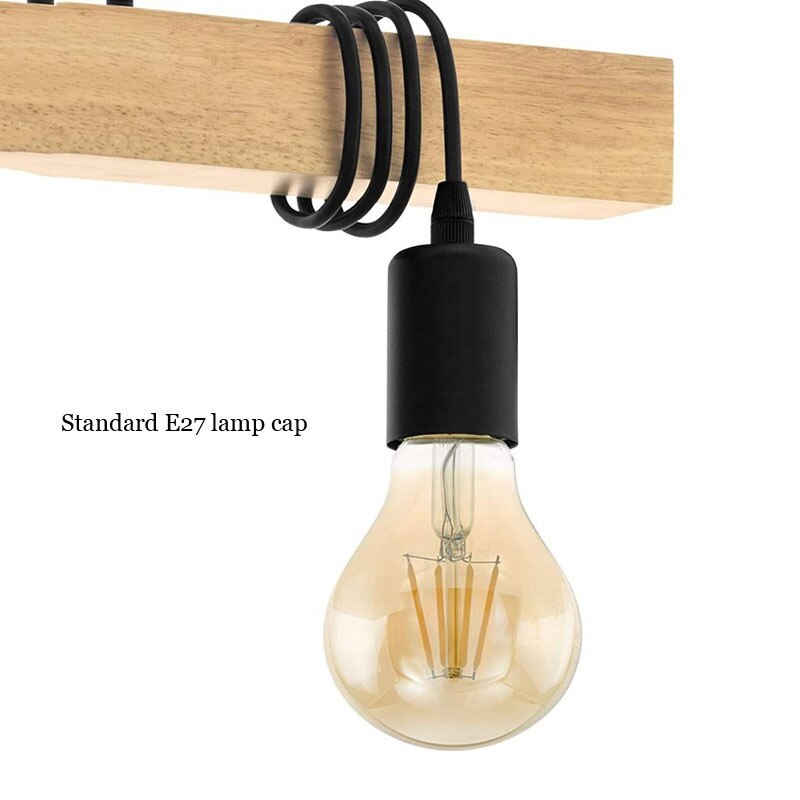 Valerio Rustieke LineaireHouten Hanglamp, Zwart, 4 Lampen Slaapkamer/Woonkamer