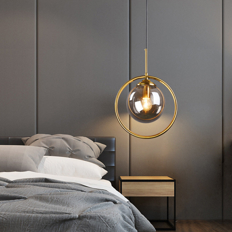 Hailie Moderne LED Ronde Hanglamp Metaal/Glas Transparent/Grijs/Cognac Slaap/Woon/Eetkamer