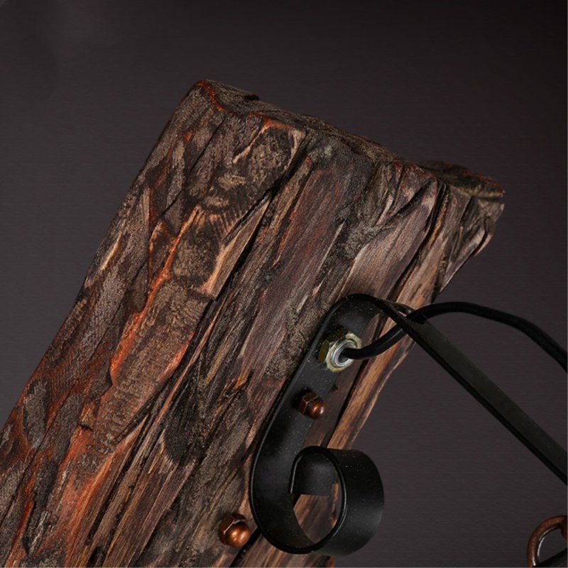 Valerio Retro Lantern LED Wandlampen Zwart Bronze Metaal Hout Slaapkamer