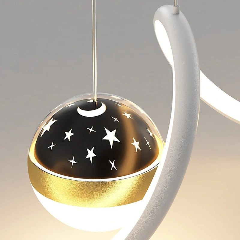 Madina Design Golvende Vorm LED Hanglampen Zwart/Wit/Goud Metaal/Acryl Kantoor