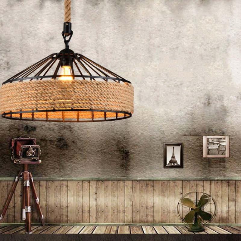 Valerio Retro LED Hanglampen Bruin Metaal Touw Eetkamer Slaapkamer