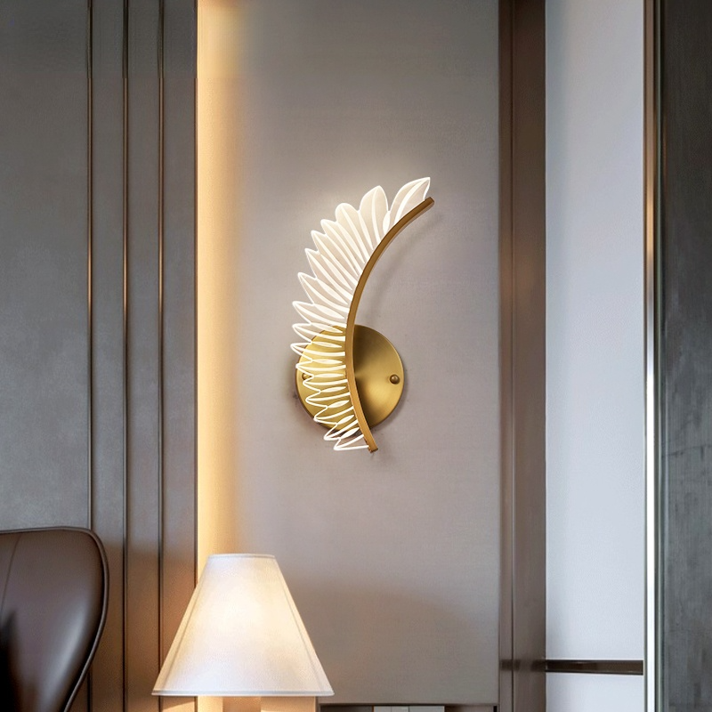 Kristy Moderne Wandlamp Metaal/Acryl Gouden Vleugels Design Sconce Voor Slaap/Woonkamer