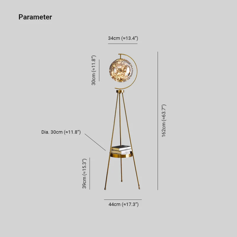 Kady Design Sterrenbol LED Vloerlamp Gouden/Zwart Metaal/Glas Woon/Kinder/Slaapkamer